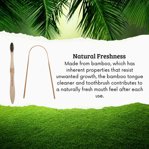 Bamboo Toothbrush and Tongue Cleaner - 4x4 Pack...