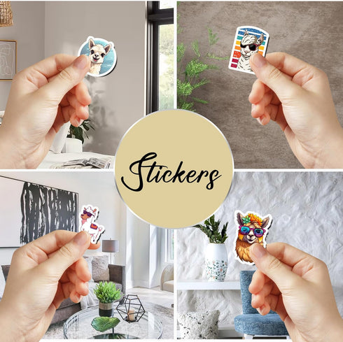 50 Pcs Funny Llama Stickers Waterproof Decals Vinyl Cute Animal Alpaca Camel Theme Sticker Patches Bottles Computer Laptop Phone Case Motorcycle f...
