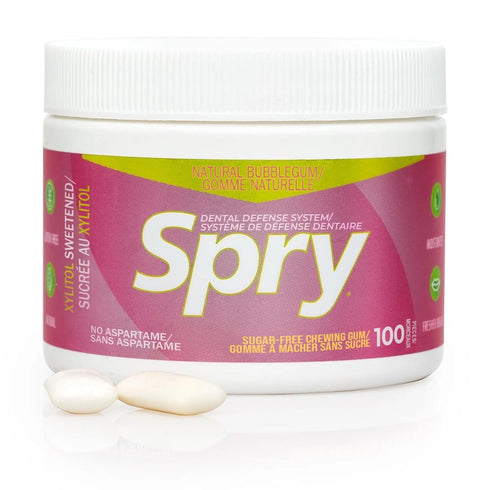 Spry Fresh Natural Xylitol Chewing Gum Dental Defense System - Aspartame-Free, Sugar-Free, Non-GMO, Gluten-Free (Bubble Gum, 100 Count - Pack of 1...