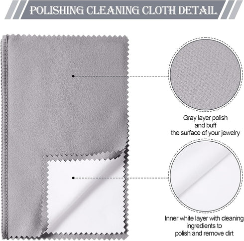8 Pieces Large Jewelry Polishing Cloth Set Cleaning Cloths Silver Polishing Cleaning for Gold Silver Platinum Jewelry Coins Watches Silverware, 11...
