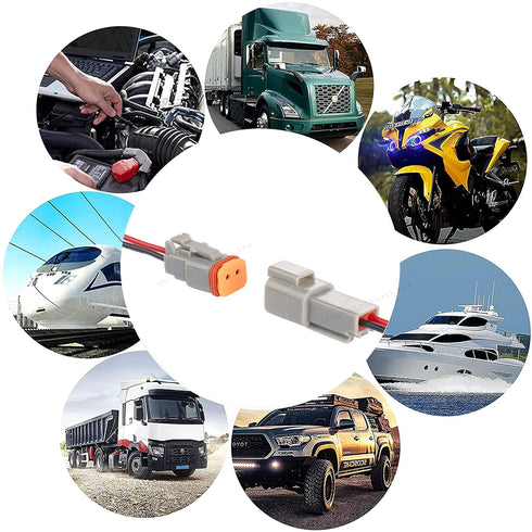 Deutsch DT 2 Pin Connector,2 Way DT Automotive Waterproof Electrical Connector Male Female Plug Wiring Harness,with 16 AWG Cable Wire,for Car,Truc...