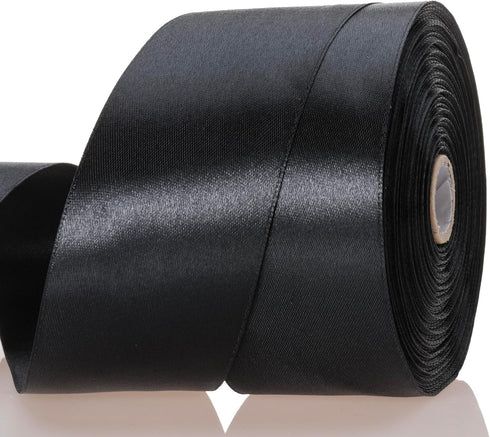 YASEO 2 Inch Black Solid Satin Ribbon, 50 Yards Craft Fabric Ribbon for Gift Wrapping Floral Bouquets Wedding Party Decoration...