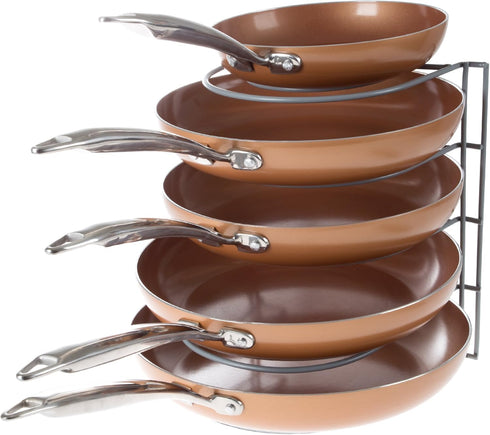 Kitchen Cabinet Pot, Pan and Lid Organizer and Holder- Iron Storage Pantry Rack Shelf for Pots and Pans, Houseware, Bakeware and More by Lavish Ho...