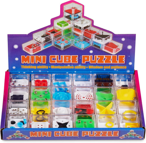 Mini Cube Puzzle Box Set - Pack of 24 Balance IQ Party Favor Games for Kids, Teens and Adults, 1.5 Inch 3D Brain Teaser Maze Ball Toy Puzzles by B...