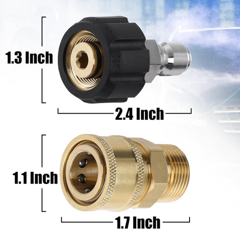 Tool Daily Pressure Washer Adapter Set, Quick Connect Kit, Metric M22 15mm Female to M22 Male Fitting, 5000 PSI, 4 Pcs...
