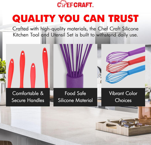 Chef Craft Premium Silicone Wire Cooking Whisk, 10.5 Inch, Purple...