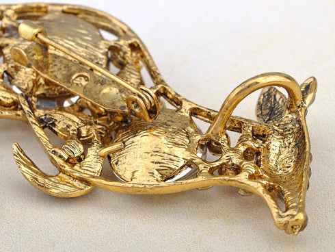 Alilang Golden Tone Topaz Colored Rhinestones Australian Kangaroo Cutout Brooch Pin...