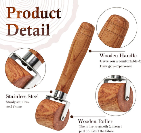 Savina Quilting Seam Roller, Wooden Pressing Roller, Easy to Grip Handle Tools for Quilting, Sewing, Wallpaper, Home Decoration....