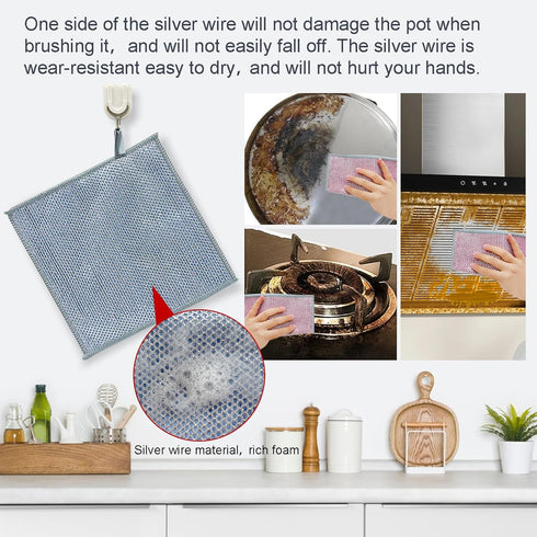 Multipurpose Wire Dishwashing Rags for Wet and Dry?Dish Rags for Washing Dishes, Non Scratch Wire Dishcloth? Wire Dishcloths for Kitchen? Wire Mir...