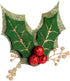 DEMDACO Holly Berry Red, Green, and Gold Tone Glittered 5 Inch Polyester Christmas Lapel Pin...