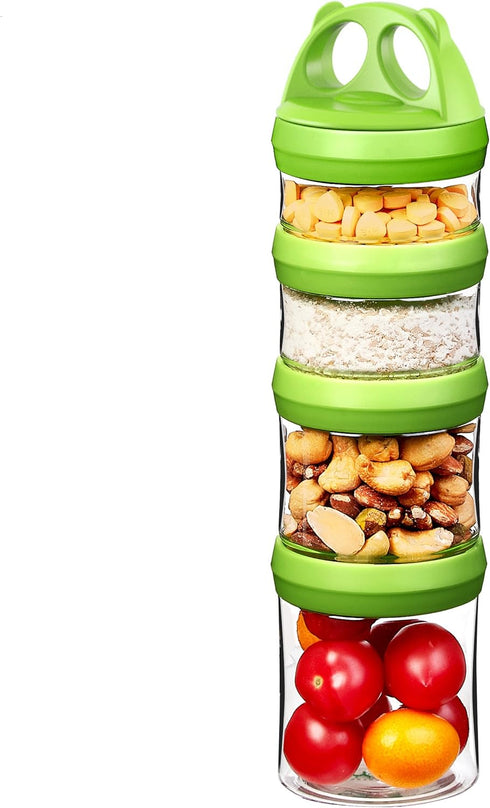 SELEWARE Portable Stackable Food Storage Containers for Snacks Formula Powder and Drinks Twist Lock System Airtight Leak-proof BPA and Phthalate F...