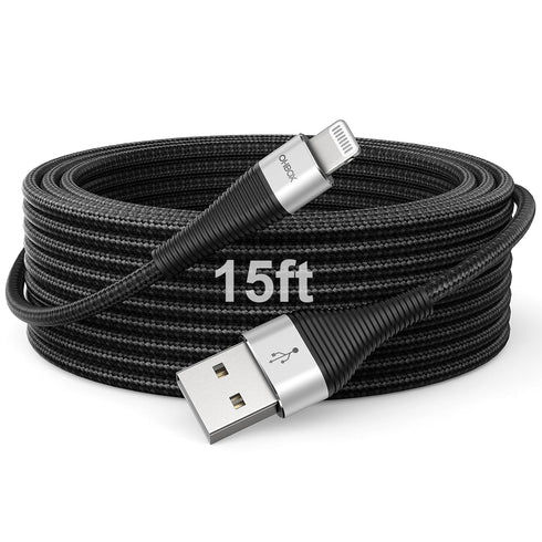 Extra Long iPhone Charger Cord 15FT, Apple MFi Certified USB A to Lightning Cable Braided Fast Charging Cord Compatible with iPhone14/13/12/11 Pro...