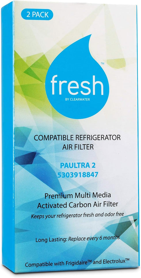 Paultra2 Frigidaire Refrigerator Air Filter Replacement, Compatible with: Pureair Ultra 2, Pure Air Ultra 2, Pureair Ultra ii, Electrolux 242047805, 5303918847, EAP12364179, 2 Pack -Fresh