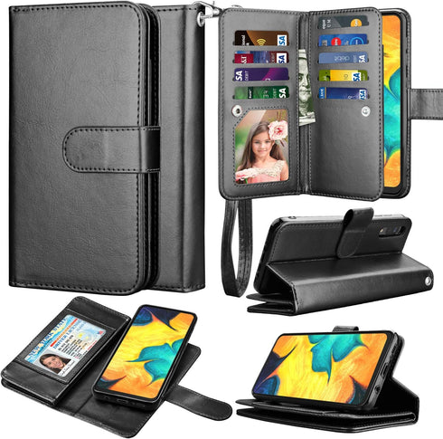 Takfox Wallet Case for Samsung Galaxy A50, Galaxy A50 Case Wallet PU Leather with 9 Card Slots Holder Folio Flip Magnetic Detachable Phone Case & ...