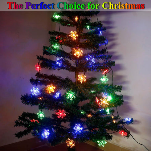 Christmas Decorations Outside Solar Snowflake Lights, 50LED Bright and Long-Lasting Solar Christmas Lights Outdoor Waterproof Decorations, Snowfla...