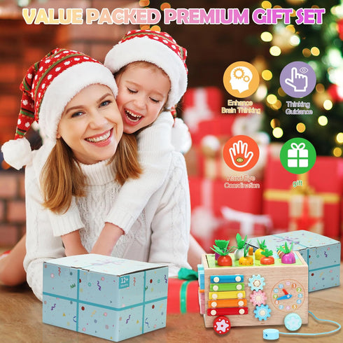 Toddlers Montessori Wooden Educational Toys for 1+, 2, 3, 4, 5 Years Old, 10 in 1 Carrot Pulling Baby Toy for Boys,Girls,Kids with Animal Shape So...