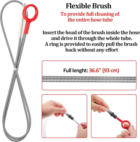 2 Packs Hydration Bladder Cleaning Kit, 8 in 1 Water Bladder Cleaning Brush Kit includes Flexible Long Bladder Brush for Hose Small Bite Valve Bru...