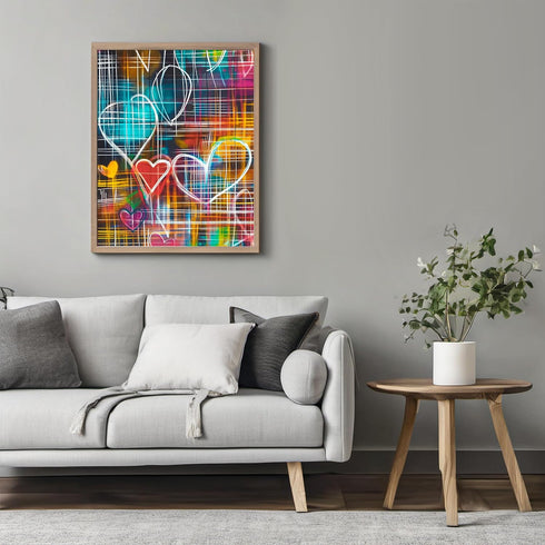 Posterizer 1 pcs-neon fun colorful hearts retro inspired poster-Romantic Art-Holiday Poster Collection-Gift for Couples boyfriend girlfriend Husba...