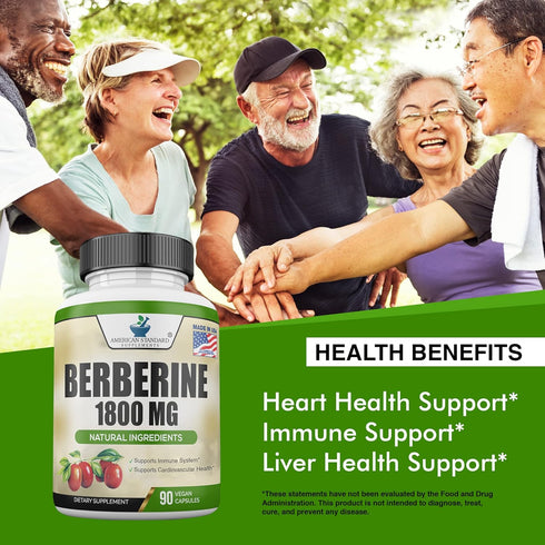 Berberine 1800mg Per Serving, Berberine Supplement, Berberine HCL, Berberine Pills, Berberine Capsules, Cardiovascular & Heart Health, Immune Supp...