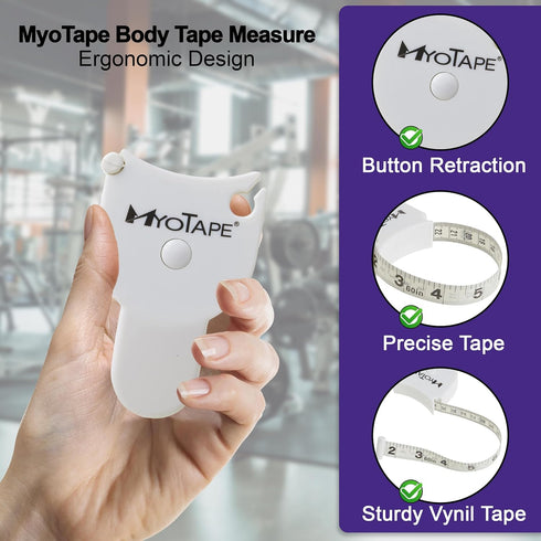 MyoTape Body Measure Tape - Arms Chest Thigh or Waist Measuring Tape for Personal Trainer or Home Fitness Goals...