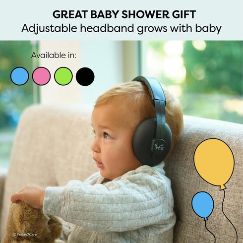 Baby Travel Noise-Cancelling Earmuffs with Adjustable Headband - Infant Ear Protection Headphones for Ages 0-24 Months - Black...