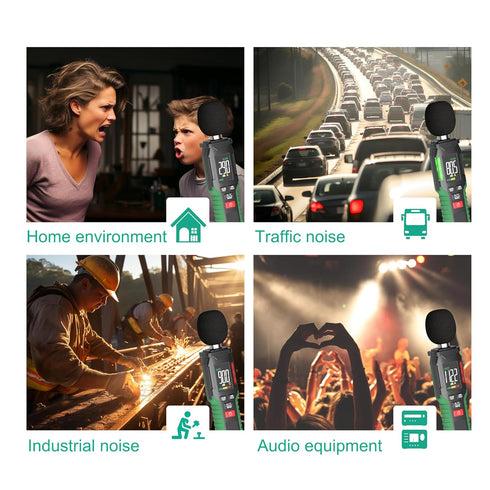 Decibel Meter, Sound Level Meter 30-130 dB with A/C Weighted, Digital Audio Noise Measure Device, Portable SPL Meter with LCD Color Display, Data ...