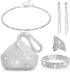5 Pcs Rhinestone Silver Jewelry Set, Shiny Silver Clutch Purse for Women, Silver Necklace Set, Wedding Jewelry, Bling Necklace Earrings Bracelet R...