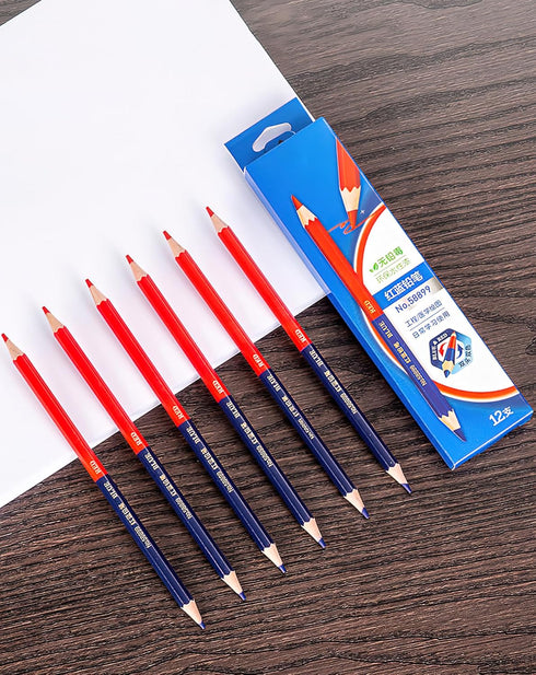 Precision Marking Pencils for Detailed Work (Wooden Pole Red and Blue Dual Color)...