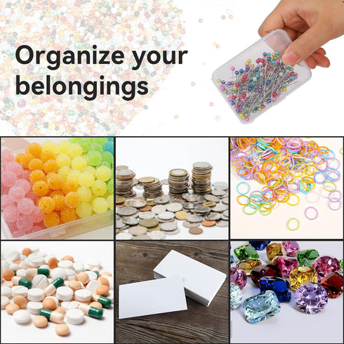 6 PCS Mini Clear Plastic Storage Containers Box Case with Lids Clear Rectangle Box Small Clear Container for Small Items and Other Craft Projects,...