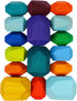 16 Pcs Wooden Stacking Blocks Rocks Building Toys, Colored Solid Wood Stones Pre-School Educational Games Creative Toys for Kids Toddlers...