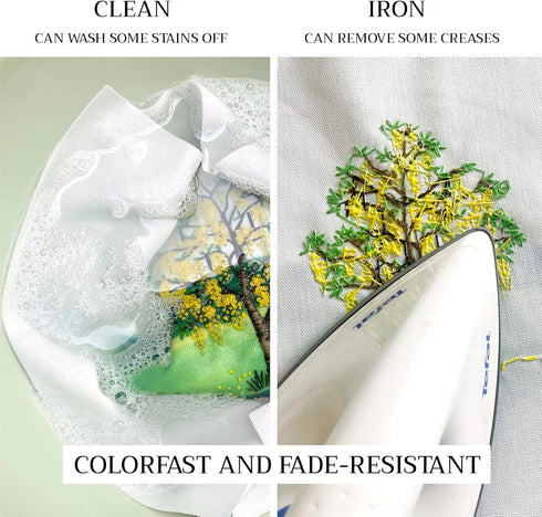 B.Embroidery Hand Sewing kit with Pattern and Full Instructions, Blossom Golden Shower Tree Embroidery Starter kit with a Colorful awhite Backgrou...
