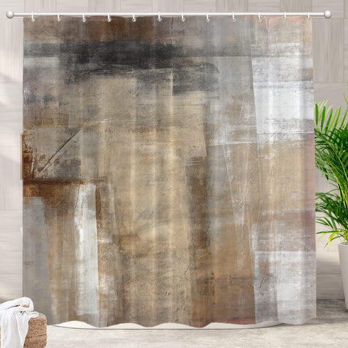 Batmerry Brown Beige Abstract Art Decorative Shower Curtain, Brown Art Abstract Acrylic Painting Shower Curtain Cute Long wide Shower Curtain with...