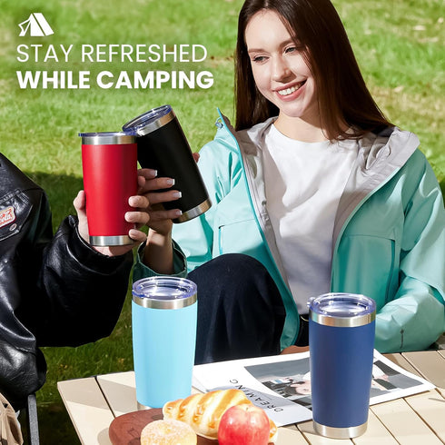 MEWAY 20oz Tumbler Cup Double Wall Vacuum Insulated Travel Mug Bulk, Stainless Steel Tumblers with Lid and Straw, Durable Powder Coated Coffee Cup...