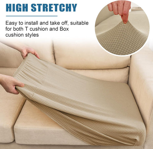 Water Repellent Couch Cushion Covers, Stretch Sofa Seat Slipcover Sets for Camper, Furniture Protector for Pets (Chair Cushion, Sand)...