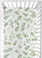 Sweet Jojo Designs Floral Leaf Girl Fitted Crib Sheet Baby or Toddler Bed Nursery - Green and White Boho Watercolor Botanical Woodland Tropical Ga...
