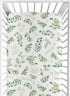Sweet Jojo Designs Floral Leaf Girl Fitted Crib Sheet Baby or Toddler Bed Nursery - Green and White Boho Watercolor Botanical Woodland Tropical Ga...