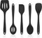 Homikit 5-Piece Kitchen Cooking Utensils Set, Black Silicone Slotted Turner Spatula Spoons for Nonstick Cookware, Dishwasher Safe Kitchen Tools fo...