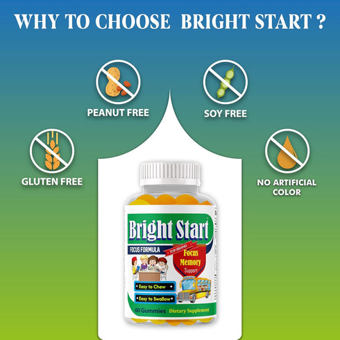BrightStart Brain Focus Vitamins for Kids & Teens, Attentive Child Supplement Omega 3 for Kids, Focus Booster Nootropic Supplement Support Attenti...
