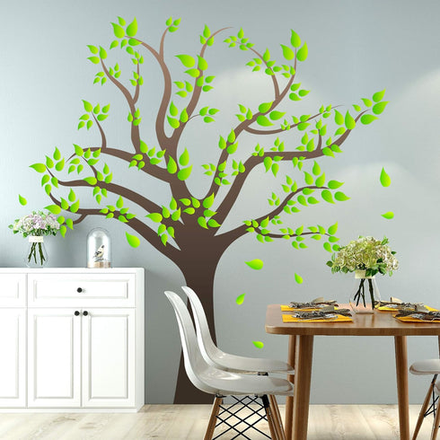 Amaonm Removable Cartoon Giant Brown Tree Wall Decals DIY Leaves Wall Sticker Peel and Stick Wall Decor for Nursery Kids Girls Nursery Room Bedroo...