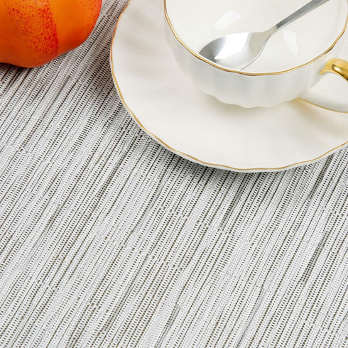 SHACOS Small Round Table Placemats Wedge Placemat Set of 4 Non Slip Heat Resistant Woven Vinyl Table Mats Wipe Clean Indoor Outdoor (4, Gray White...