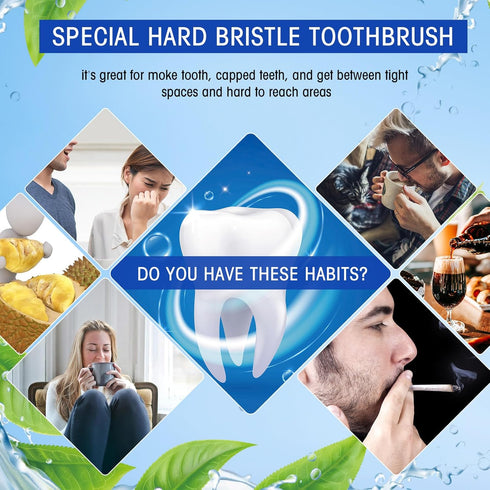 Baderke 10 Pack Extra Hard and Firm Bristle Toothbrush Large Head Toothbrush Hard Bristle Toothbrush Individual Wrapped Manual Toothbrush for Adul...