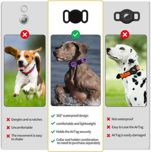Dog Collar for Medium Large Breed Dogs with 360° Water Proof Airtag Holder, Padded Soft Reflective Nylon Pet Collar for Puppy Small Girl Boy Dogs,...