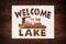 Reusable "Welcome to The Lake" Boat Stencil 8.5" x 11" - Custom Lakehouse Decor Design for Crafting...