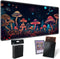 TCG Playmat Board Game Mat Plus 50 Pcs Card Sleeves, 24 x 14 Table Mats Neon Mushroom Game Mousepad with Soft Surface Non-slip Base for MTG RPG CC...