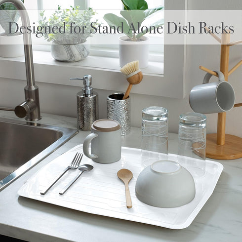 Kitchen Details Countertop Draining Tray | Dimensions: 18"x 15"x 1"| Designed for Stand Alone Dish Racks | Durable | Prevents Water Build Up | Whi...