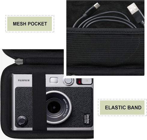 Hard Carrying Case for Fujifilm Instax Mini EVO Instant Camera, Instax Mini Printer Travel Storage Case with Mesh Pocket Can Store USB Cables, Fil...