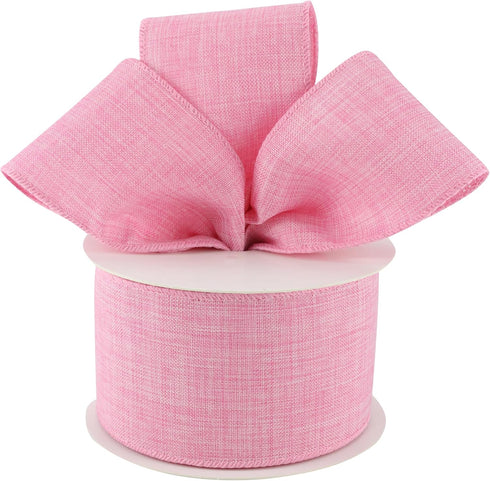 Pink Burlap Wired Ribbon 2.5 Inch x 10 Yard Valentine's Day Ribbon Pink Wired Ribbon for Florist, Door, Wreaths, Rustic Wedding, Christmas, Farmho...