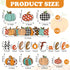 Whaline 83Pcs Hello Fall Bulletin Board Kit Pumpkin Bulletin Board Set Plaid Leopard Pumpkin Decoration Border Cutout with Glue Points for Fall Ha...