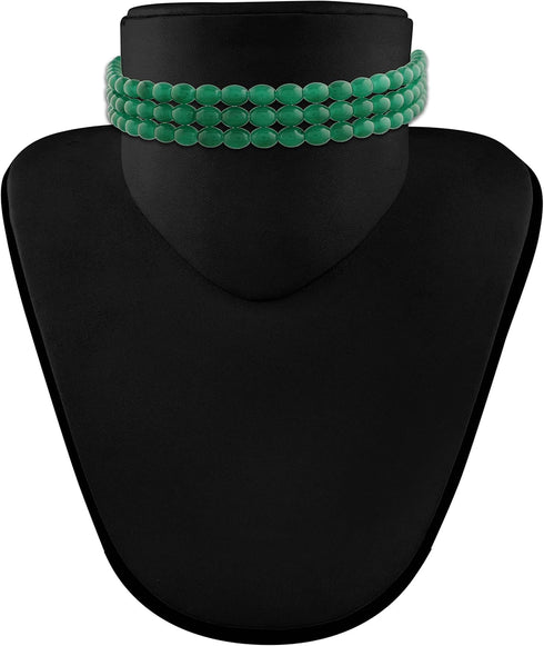 I Jewels Handcrafted 3 Layer Light Weighted Beaded Choker For Women (ML251)...