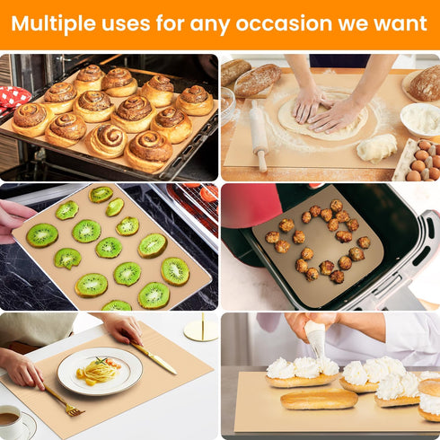 Silicone Baking Mat Roll - Best German Silicone - Heat Resistant Baking Macaron Bread Mat, Non-stick Pastry Mat, Reusable Dough Rolling Mat, Non S...